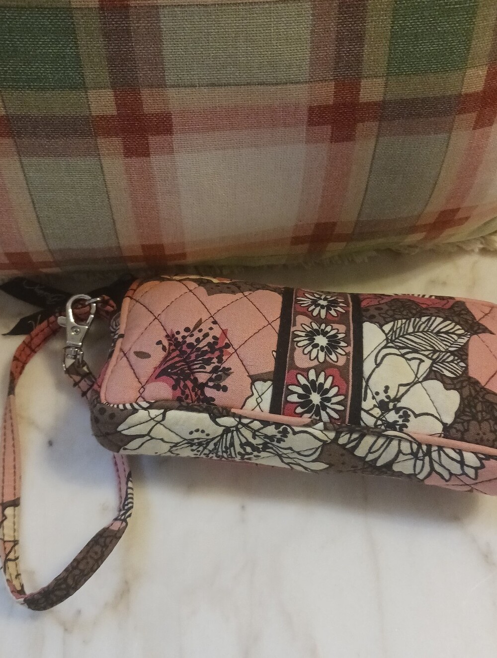 Vintage Vera Bradley Mocha Rouge Wristlet, 2010 Quilted Cotton Purse